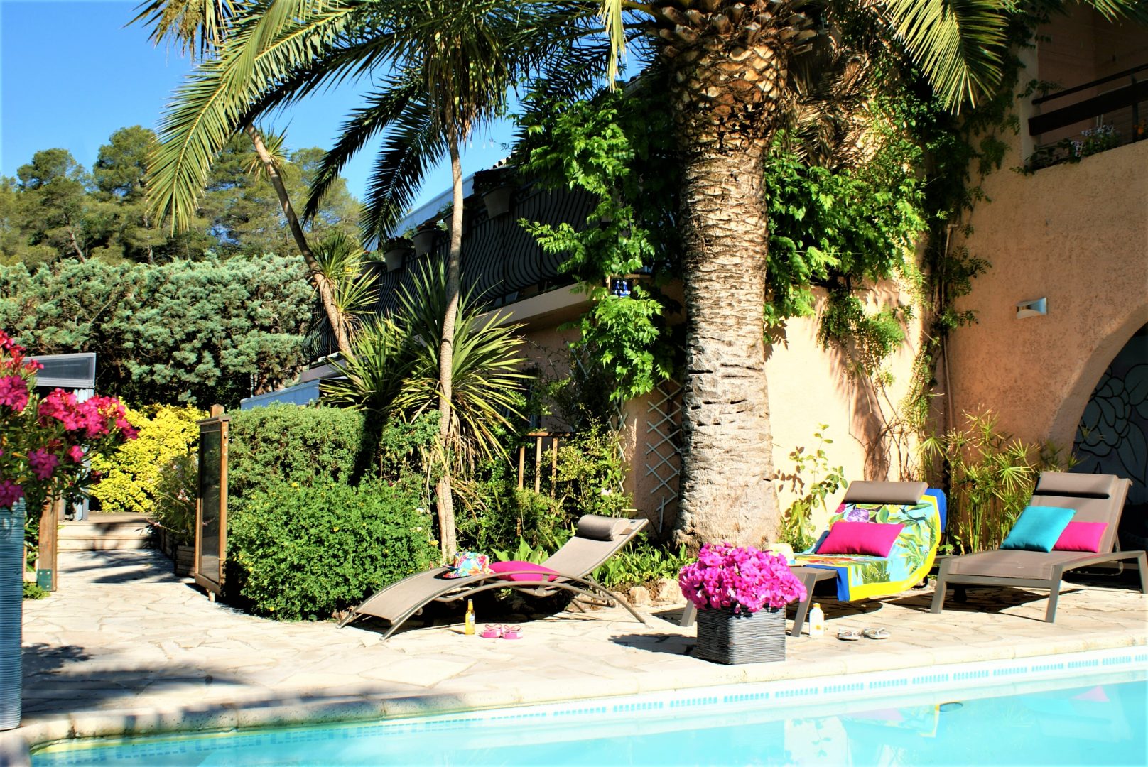 Naturist pool area Les Lodges
